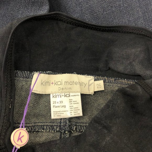 Kimii + Kai dark wash flare denim Maternity Jeans - Picture 2 of 3